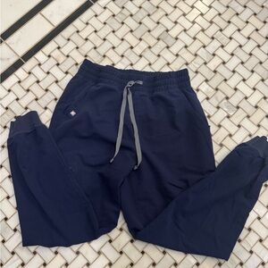 Figs Navy Zamora Jogger Scrub Pants with Elastic Waistband Medium Petite